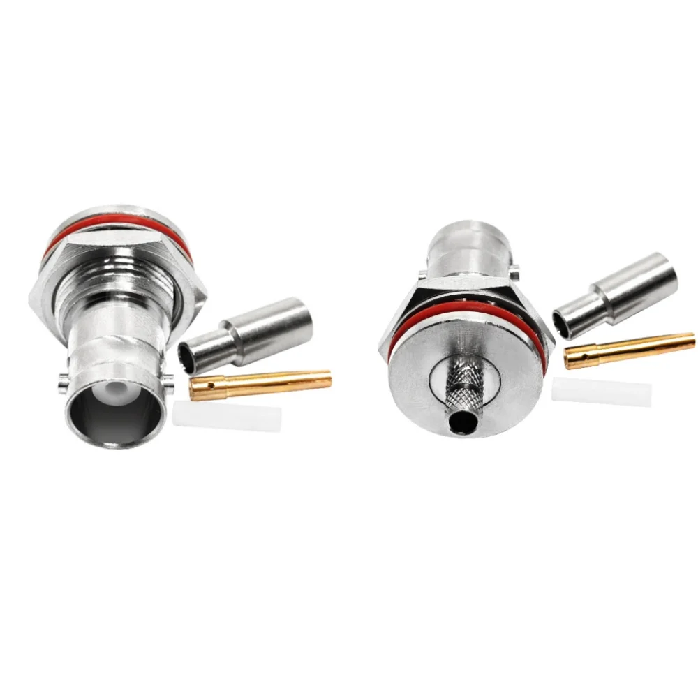 RF Connectors BNC Female Connector Crimp Jack Waterproof for Front Mount Bulkhead Coaxial  RG316 RG174 LMR100 Cable