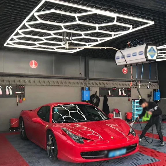 Hexagon Led Light Bright Hex Pattern Led Ceiling Lights for the High End Car Workshop and Detailing Shops