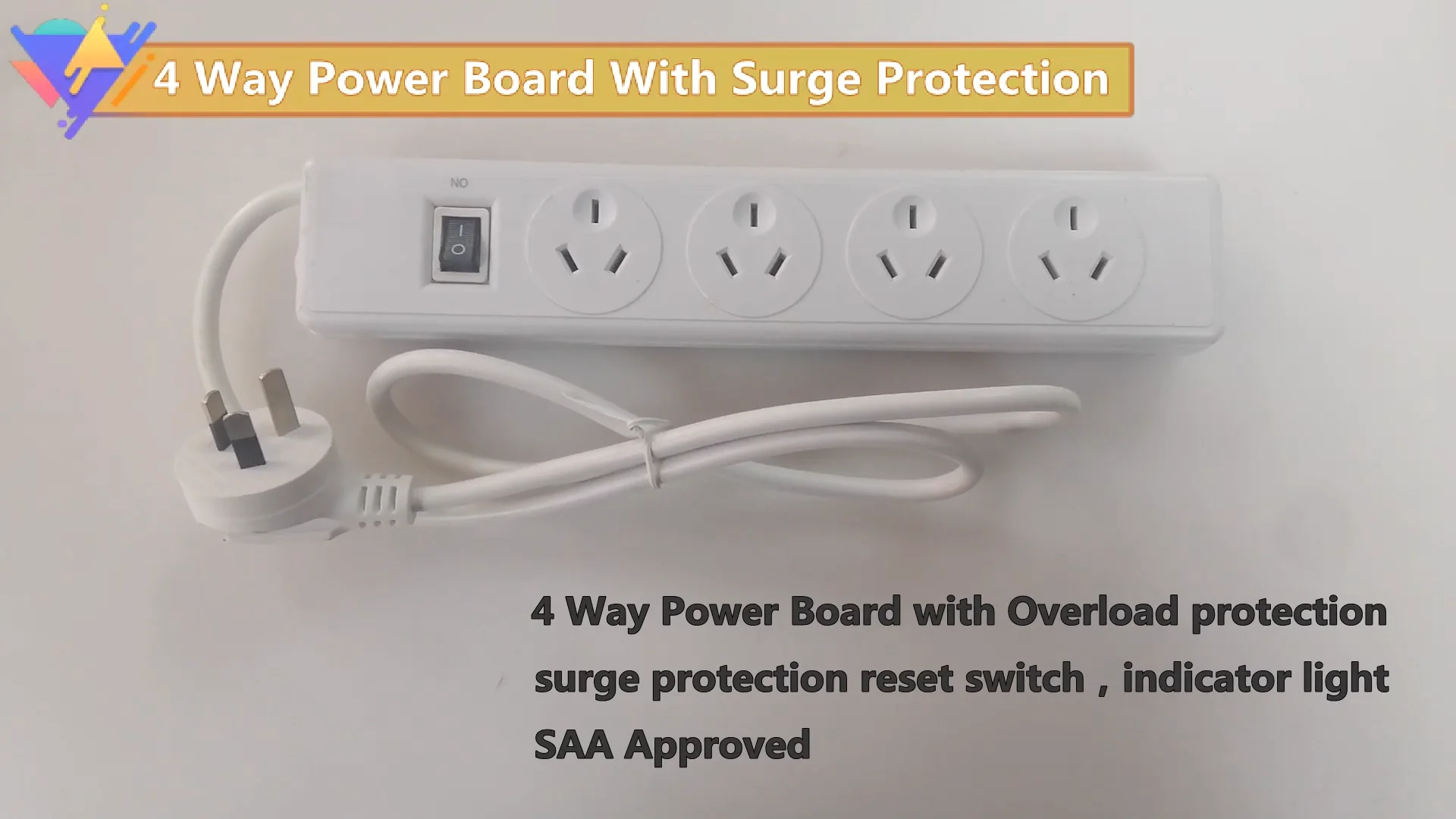 Standard 4 Way Master Switch Surge Protected Power Board 4 Outlets