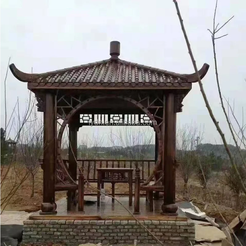 Garden Building Chinese Wooden Prefab Gazebo Small House Movable Kits Easy Install