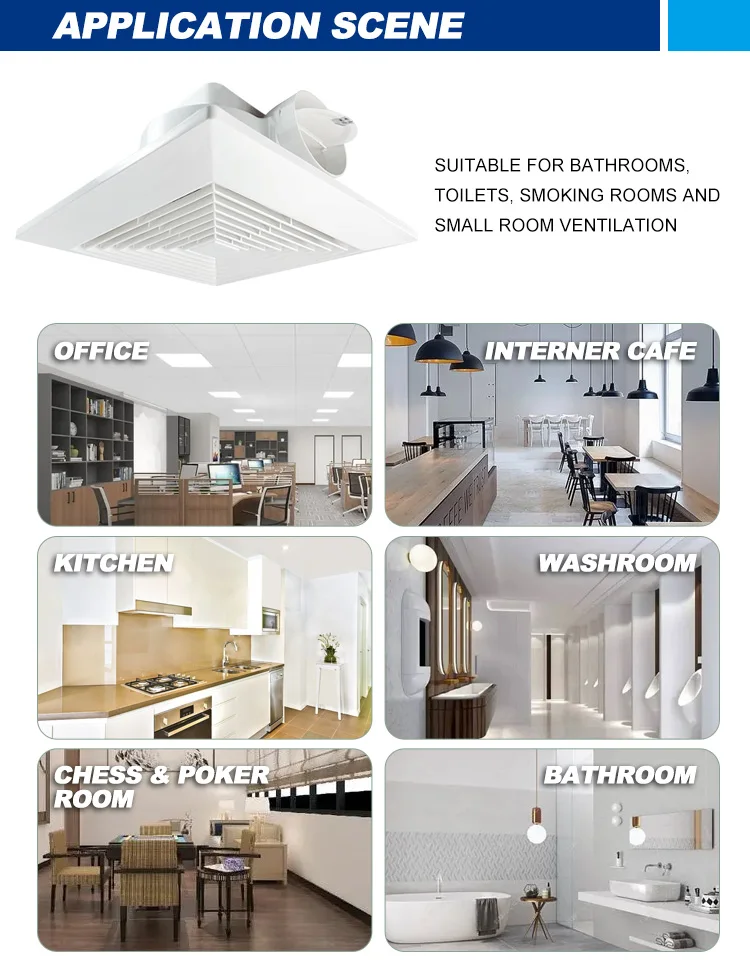 Modern Style Indoor Bathroom Ceiling Mount Duct Suction Ventilation Fan
