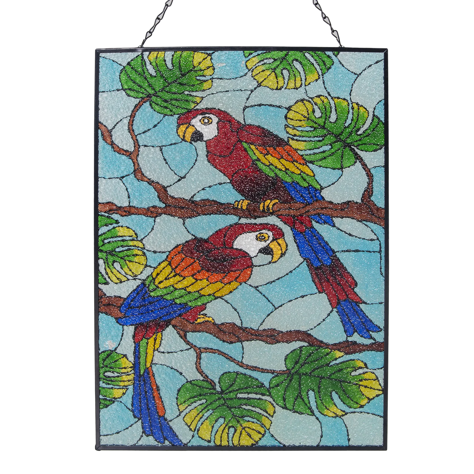 Parrot Bird Stained Glass Window Hangings, Suncatcher Hand Painted Stained Glass Panels,Glass  Wall Art