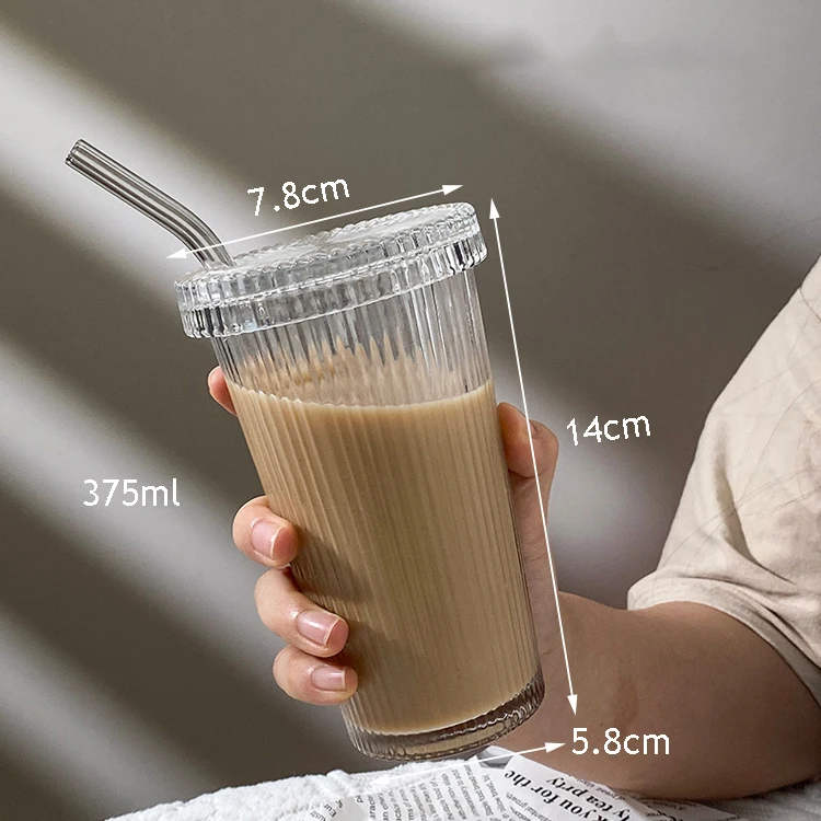 Custom Ribbed Glass Tea Cups Wholesale Coffee Cup Tumblers Custom