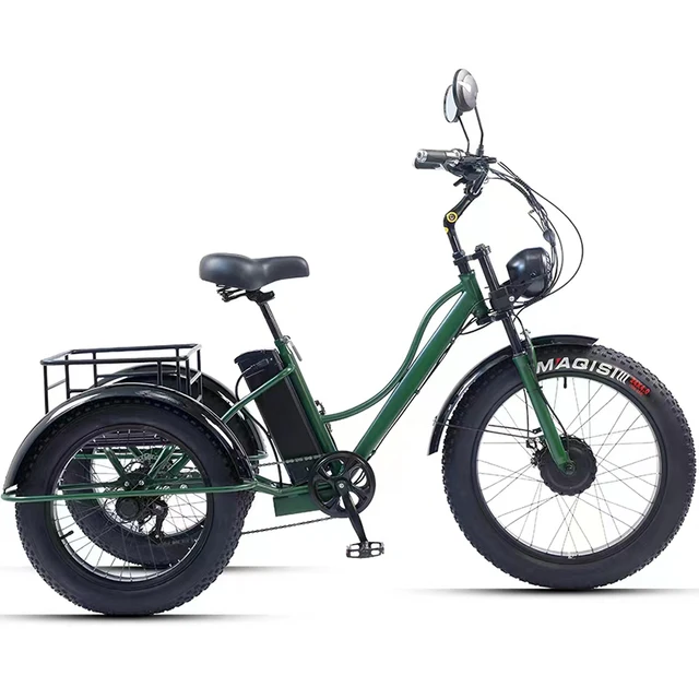 24 inch Adult Electric Tricycle 3 wheel Motorized Fat tire motorized electric tricycles trike for transportation