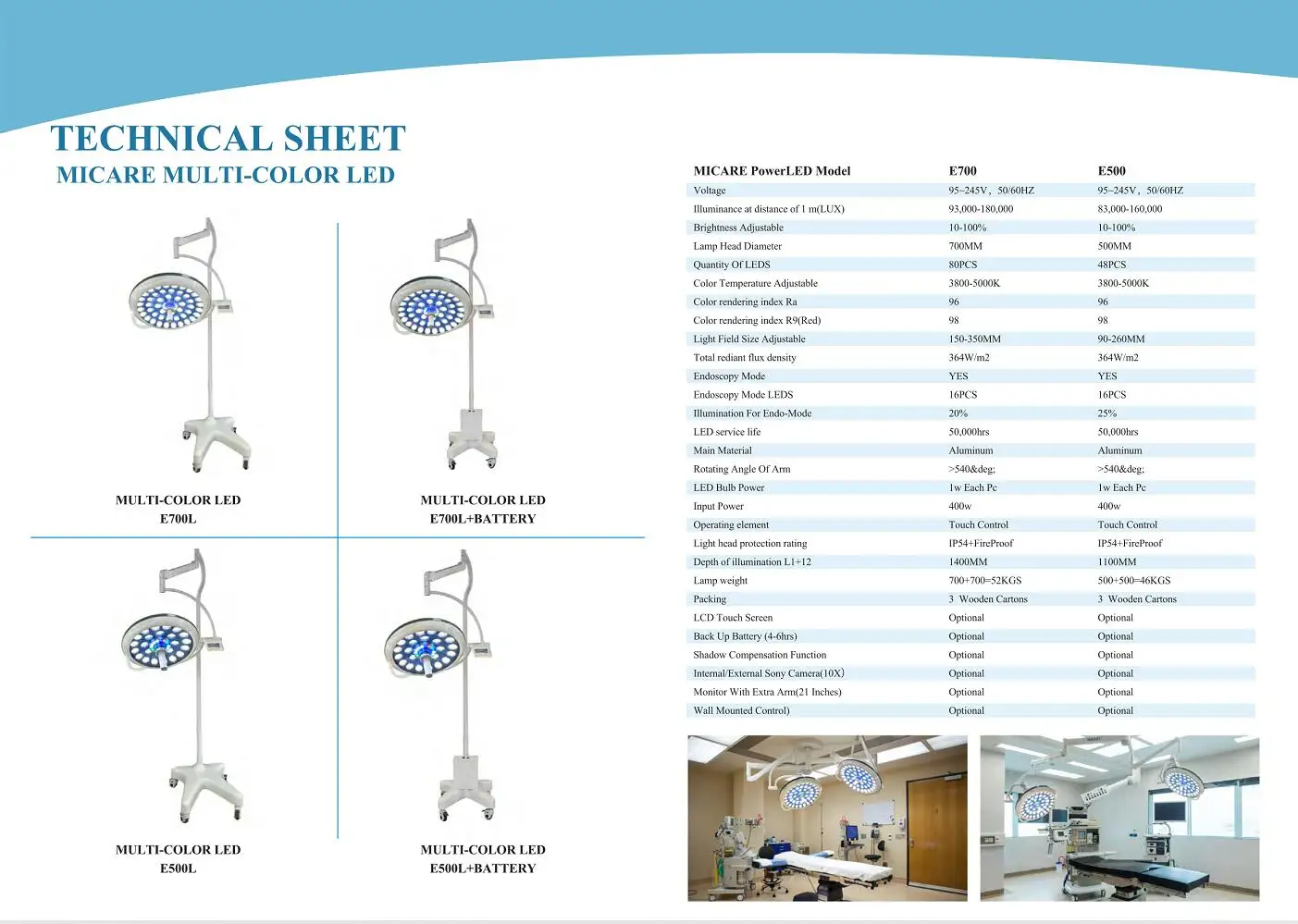 E500/500 Double Ceiling surgical light LED operating theater light Oper Led shadowless Lamp Operation Lighting factory