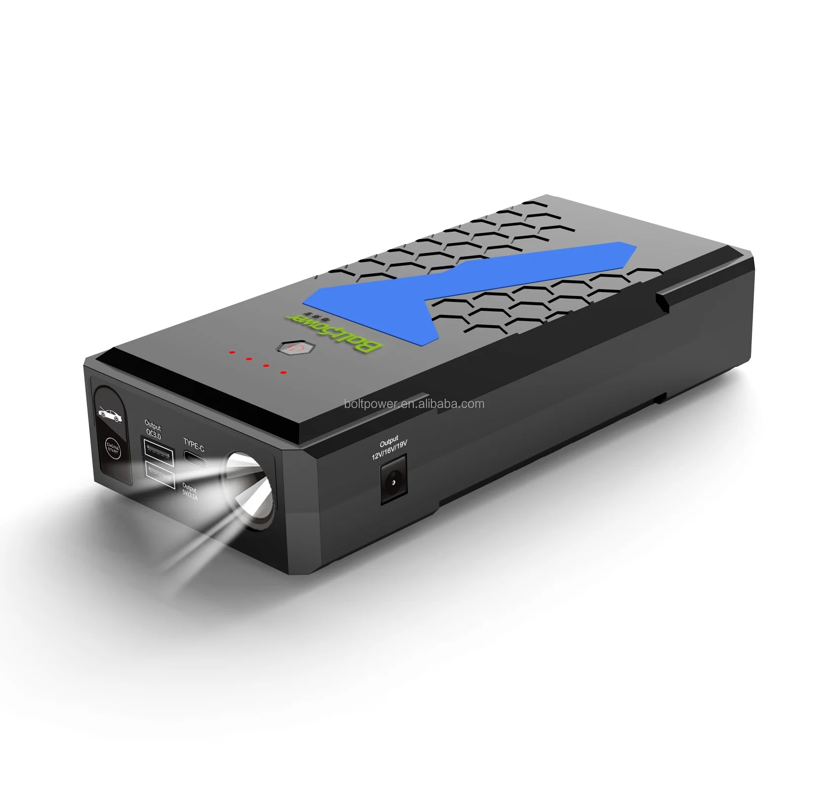Green Cell® Starthulp GC PowerBoost | 16000mAh 2000A | voor 8L benzine 6L dieselmotoren | Draagbare autoaccu booster | Jump Starter | Startaccu 12V | Startkabel | Oplader Lithium 12V | IP64 | LED