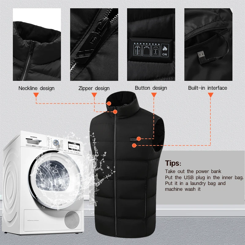 Smart Temperature Control Heating Vests for Winter Rechargeable Electric Heated Vest Mens