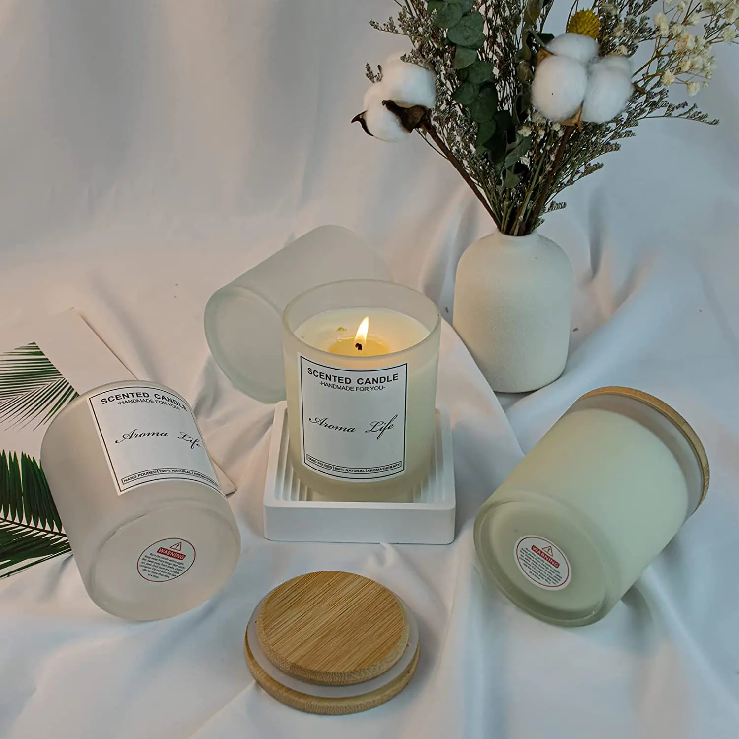 Us Warehouse 10oz Matte Black Candle Jars With Lid Packaging Glass