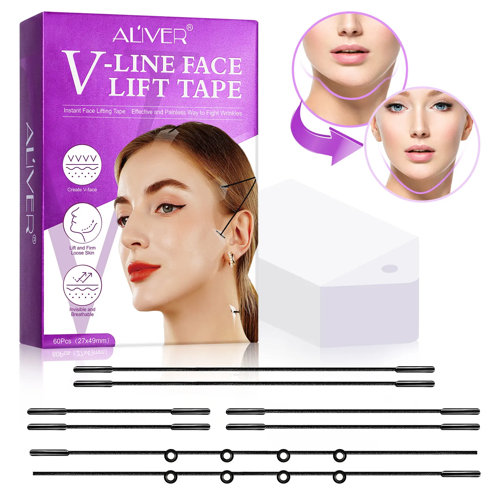 40 Stück Unsichtbare Face Lifting Patches - Dünnes Gesicht & Kinnlifting Tape