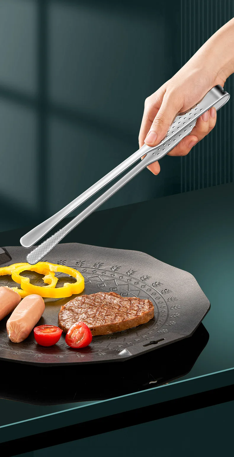 316L Stainless Steel Korean Style Kitchen Food Cooking Steak Buffet Tongs Small BBQ Metal Clip Anti-Scalding Barbecue Tool