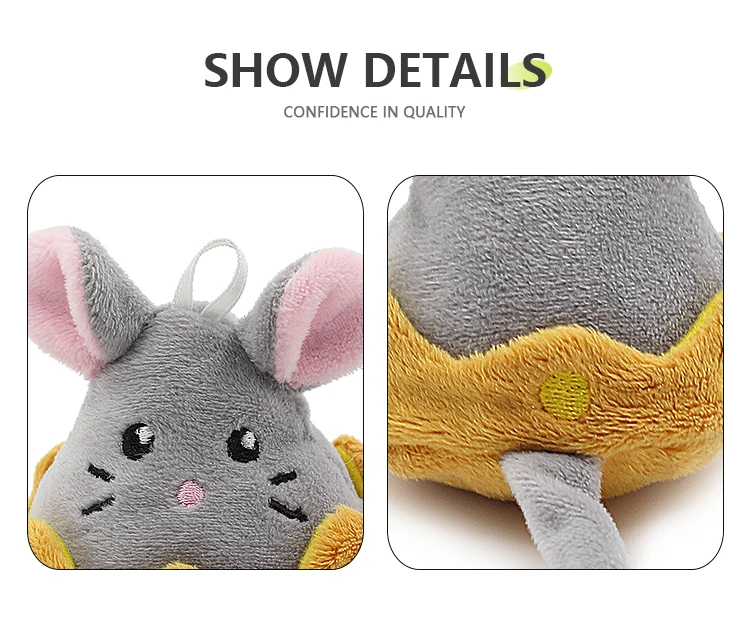 2022 New Custom Pet Chew Toy Cute Mouse Plush Catnip Stuffed Crinkle