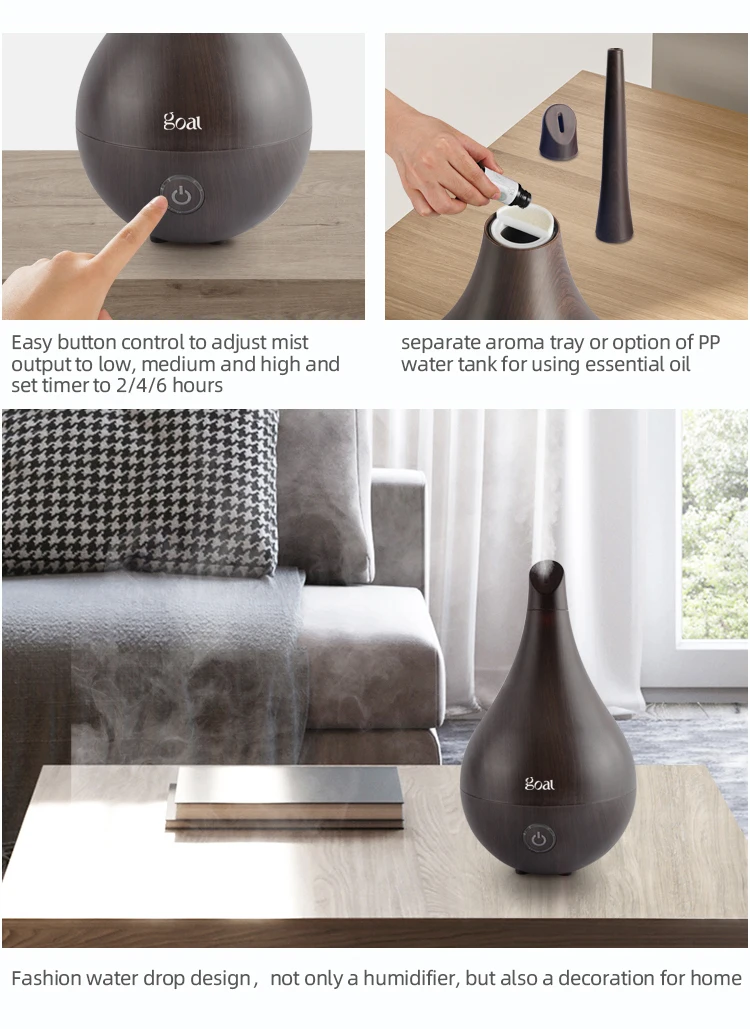 Wood Aroma Diffuser Ultrasonic Electric Humidifier for Household Use for Aromatherapy and Air Humidification