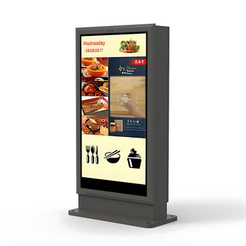 HD LCD Touch ads display signage free stand touch screen totem video outdoor