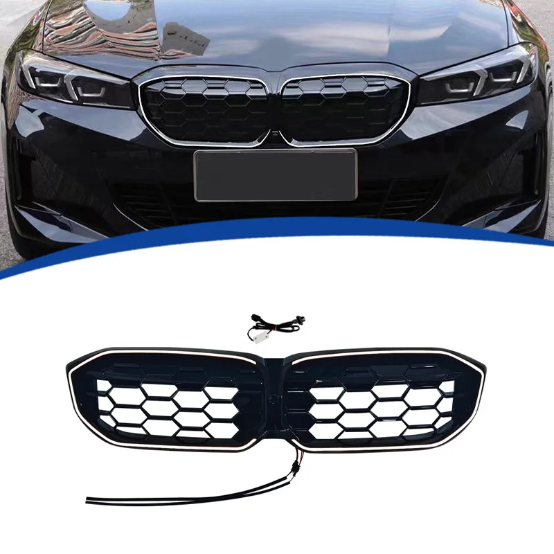 2023+ G20 LCI Car LED ABS Grill Diamond Style Gloss Black/Silver Grille for BMW 3 Series M330i M340i