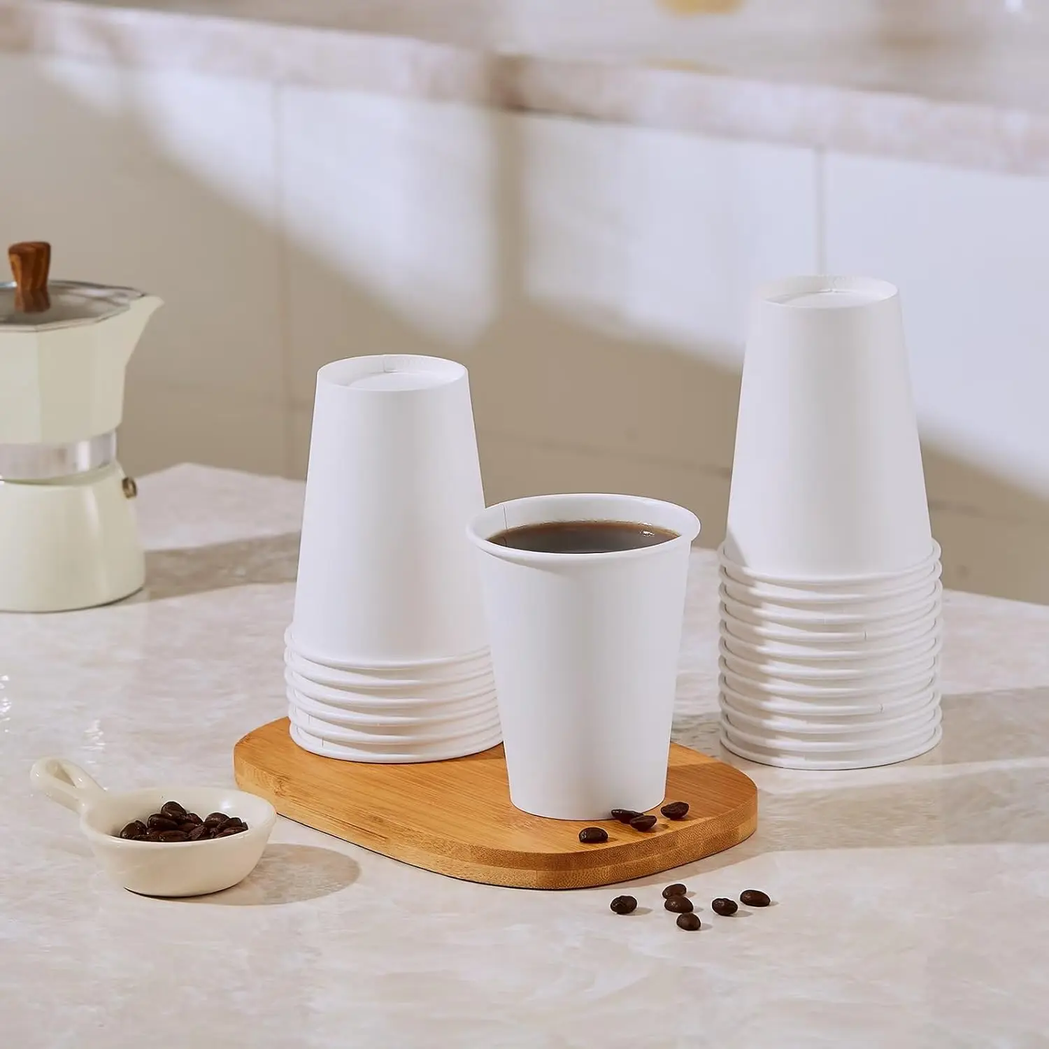 Heat-resistant Paper Cups, Custom Printed Disposable Coffee Cups, 10oz 12oz, Eco-friendly Packaging for Hot