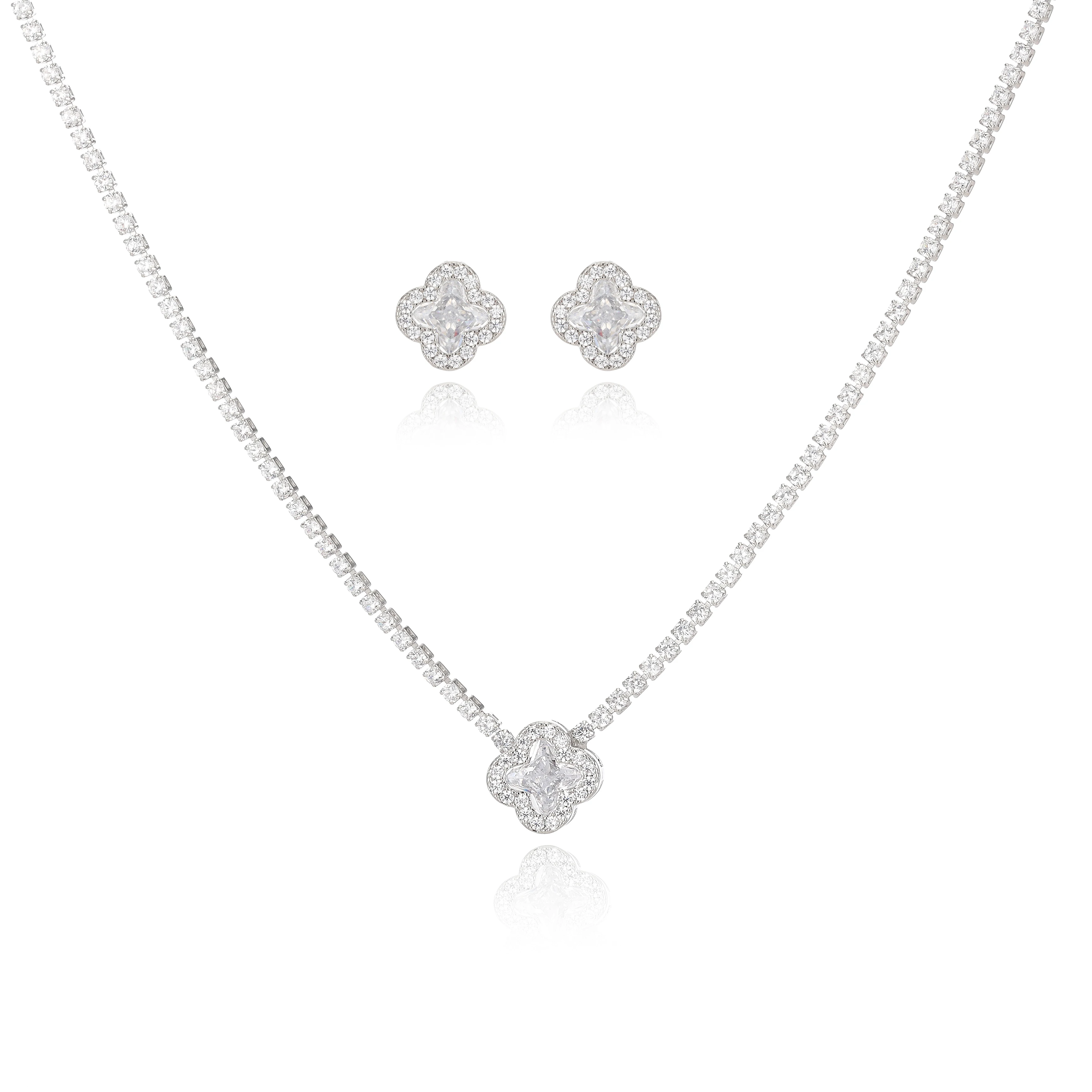 Eco-friendly Clover Zircon Jewelry Set for Women