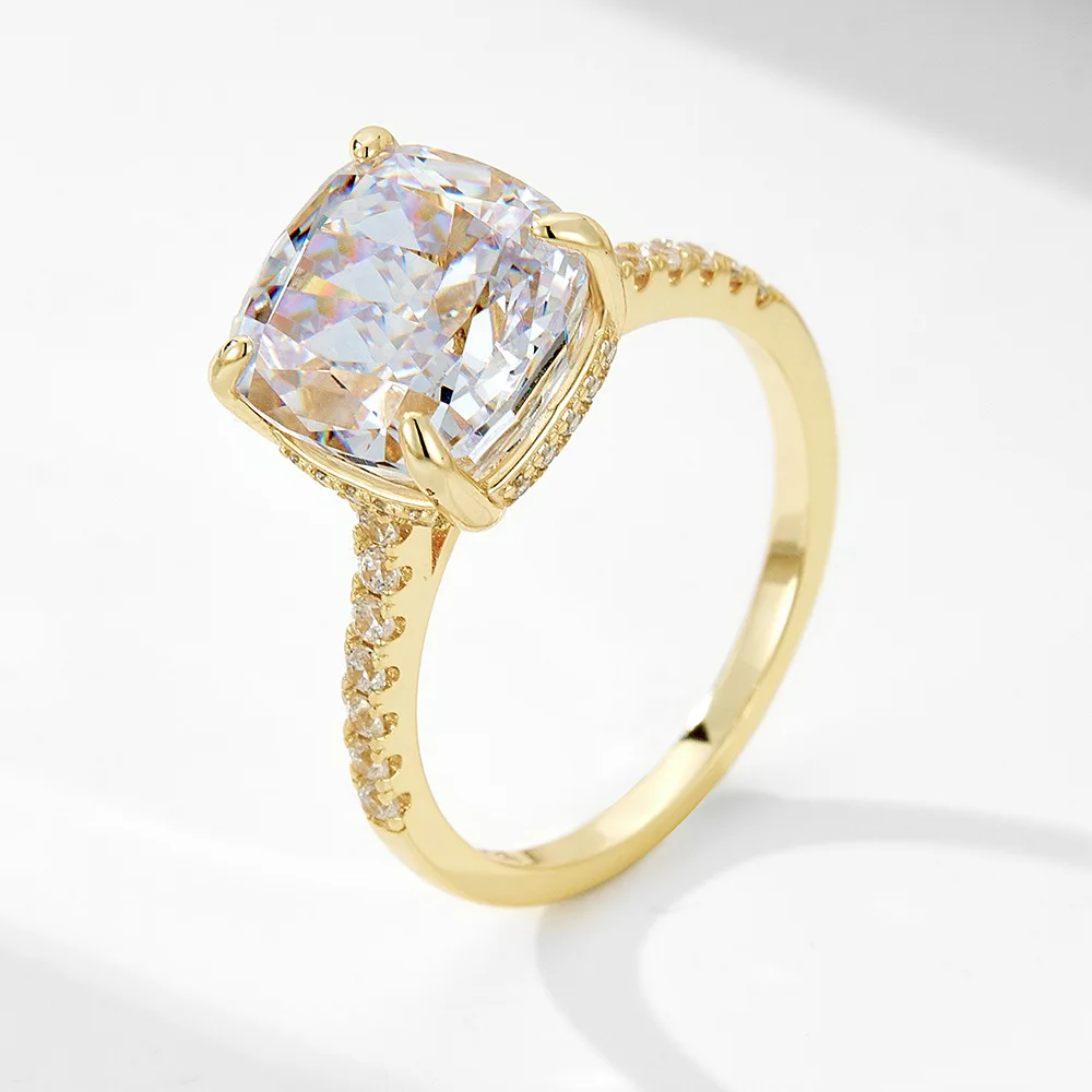 925 Sterling Silver Lab Diamond Wedding Ring Combination Ring 10*10 Ice Flower Cut Simulation Diamond