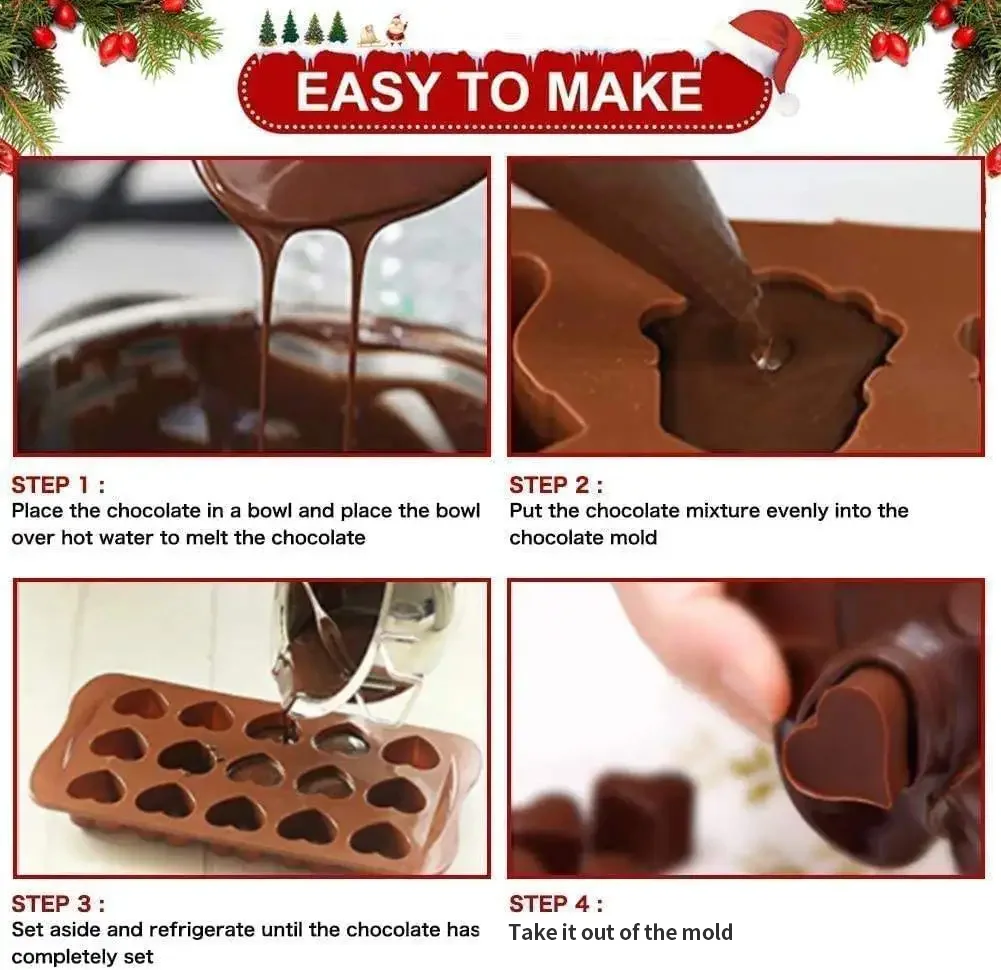 Heart-shaped Chocolate Silicone Mold for DIY Holiday Ice Cube Tray, Milk Jelly Pudding, Fondant Silicone Mold supplier