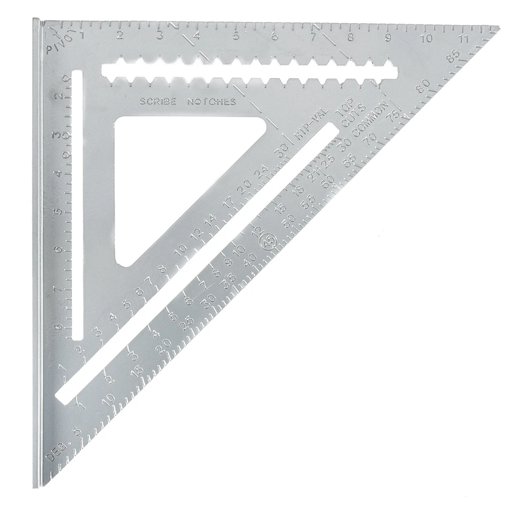 12in Aluminum Alloy Metric Inch 45 90 Degree Triangle square Ruler Woodworking and Carpentry Speed