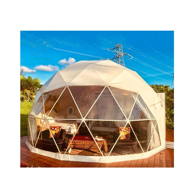 Waterproof Luxury Hotel Canvas Igloo Glamping Tents With Bathroom Geodesic Dome Tent For Camping