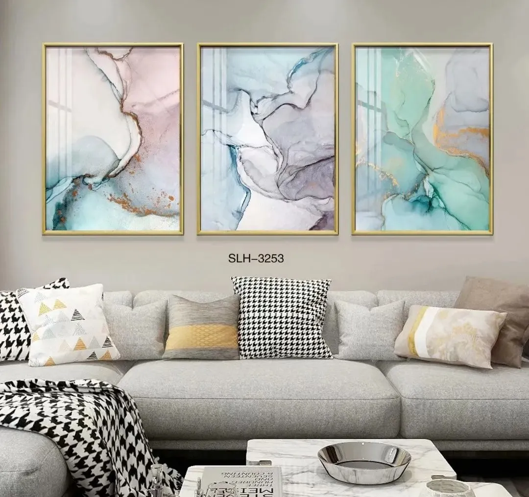 Set Of 3 Abstract Stretched Canvas Prints Framed Wall Art Home Decor Painting 