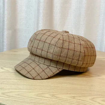 Women Beret Newsboy Hat - French Woolen Cap Octagon Hat display picture 2