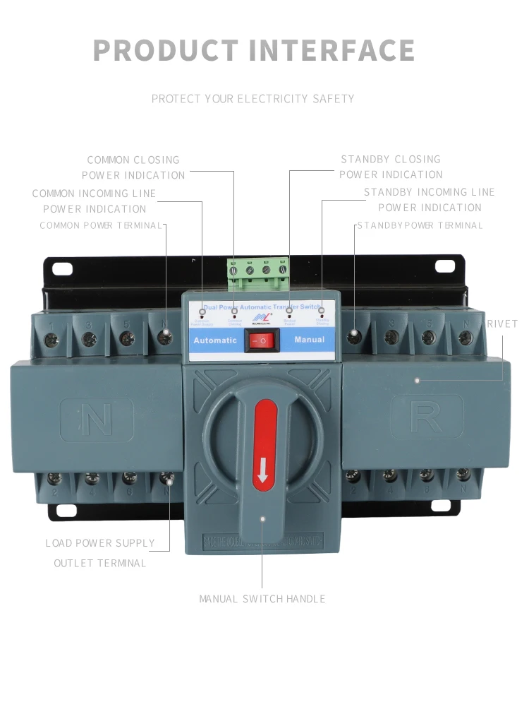 2p Ats Dual Ats Automatic Transfer Switch Changeover Switches Din Rail ...