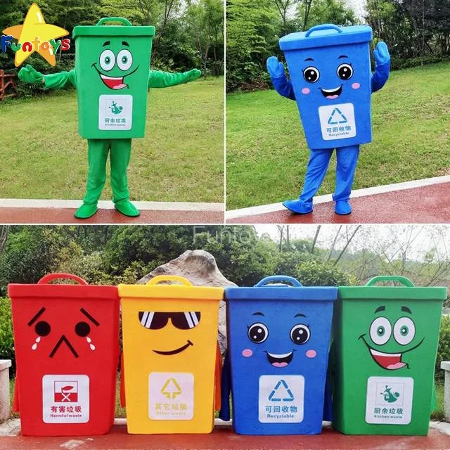 Green Recycle Trash Can Mascot Costume Adult Size Waste Bin