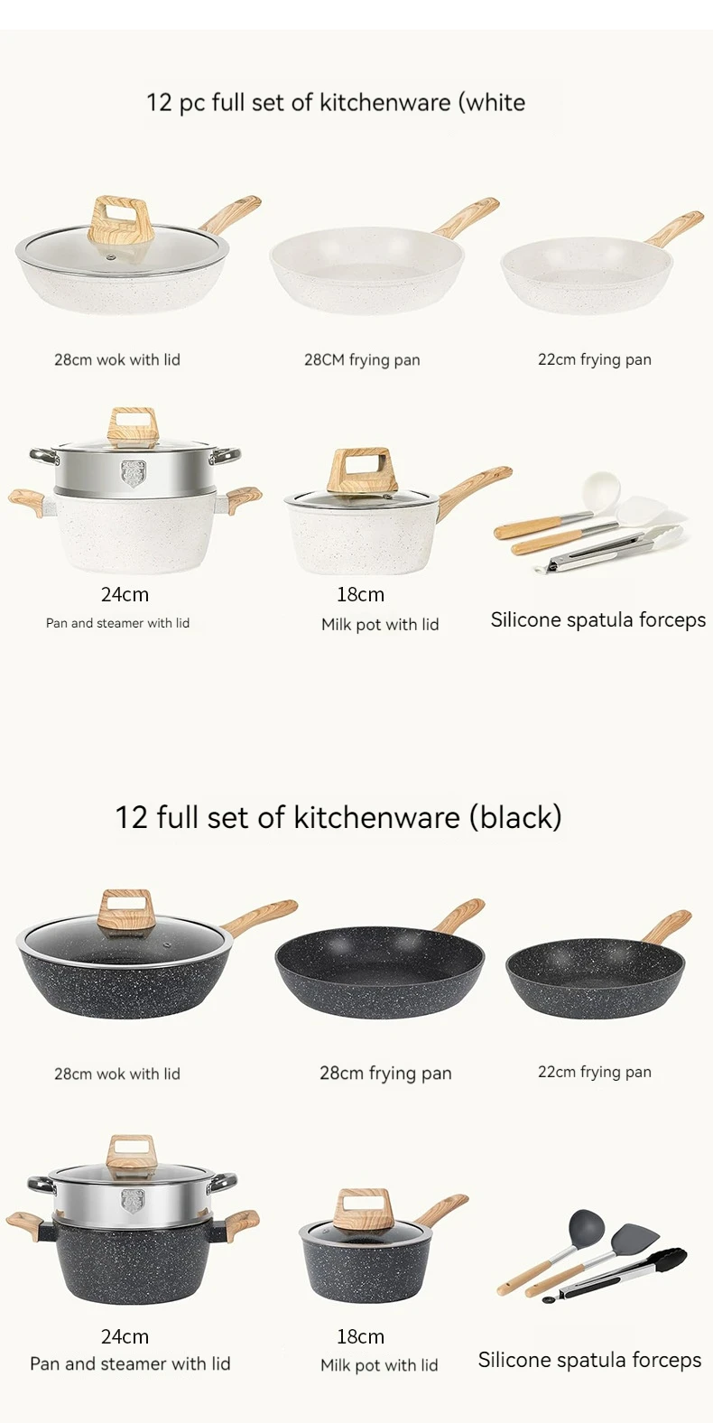 Cooking Pot Cookware Set Non Stick Suppliers Double Granite Coated