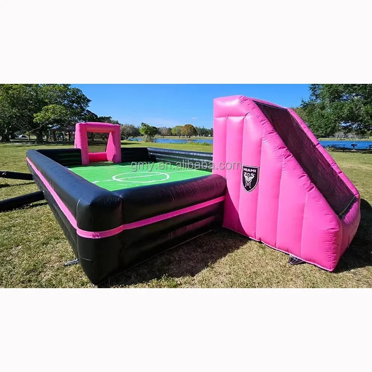 Customized Inflatable Football Field Inflatable Water Soap Slip and Slide Pitch Inflatable Soccer Field Shooting Game