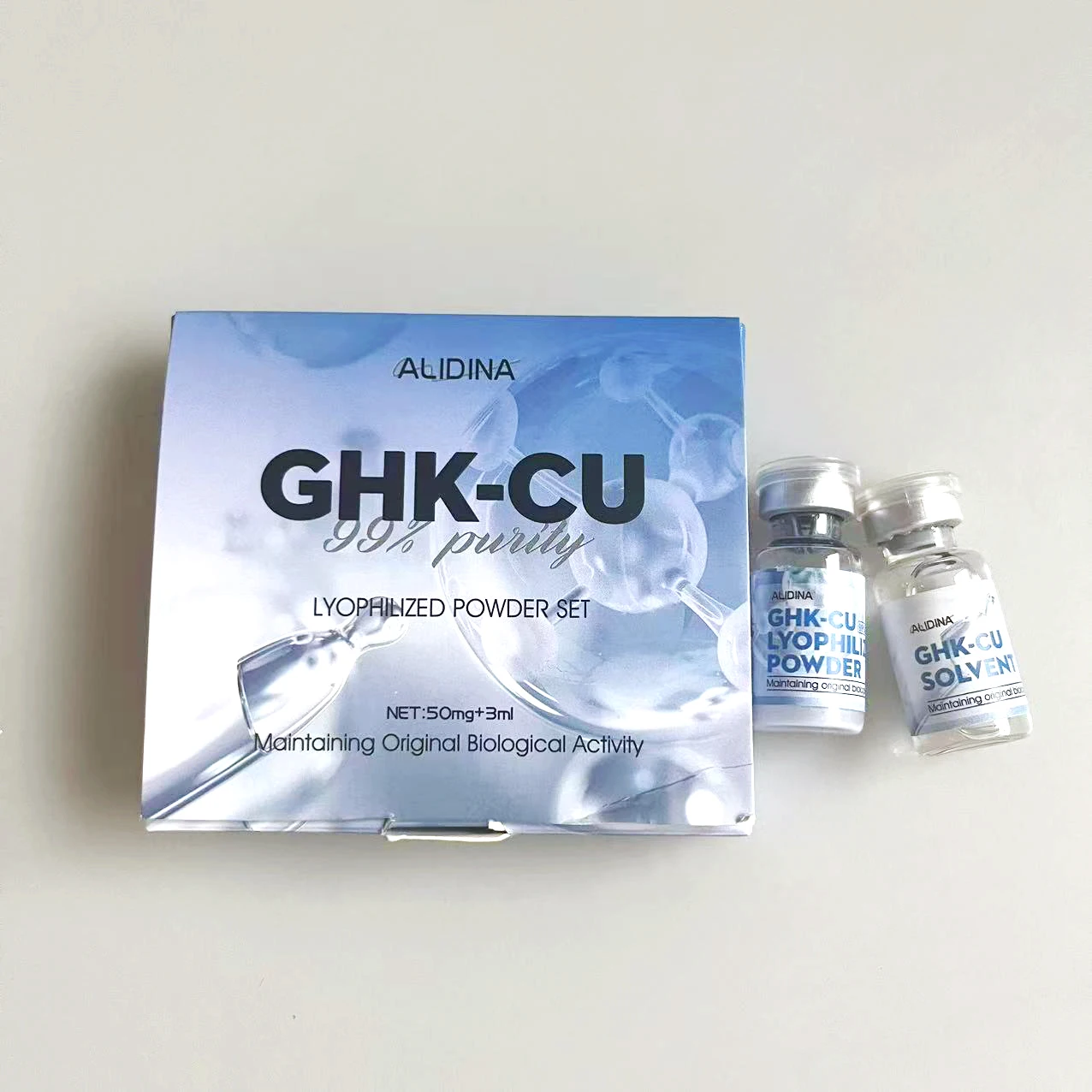50mg GHK Cu Vial Blue Copper Peptide Face Serum Age-Aging Moisturizing  Repairing for Skin Care Serum Facial Care Kit d