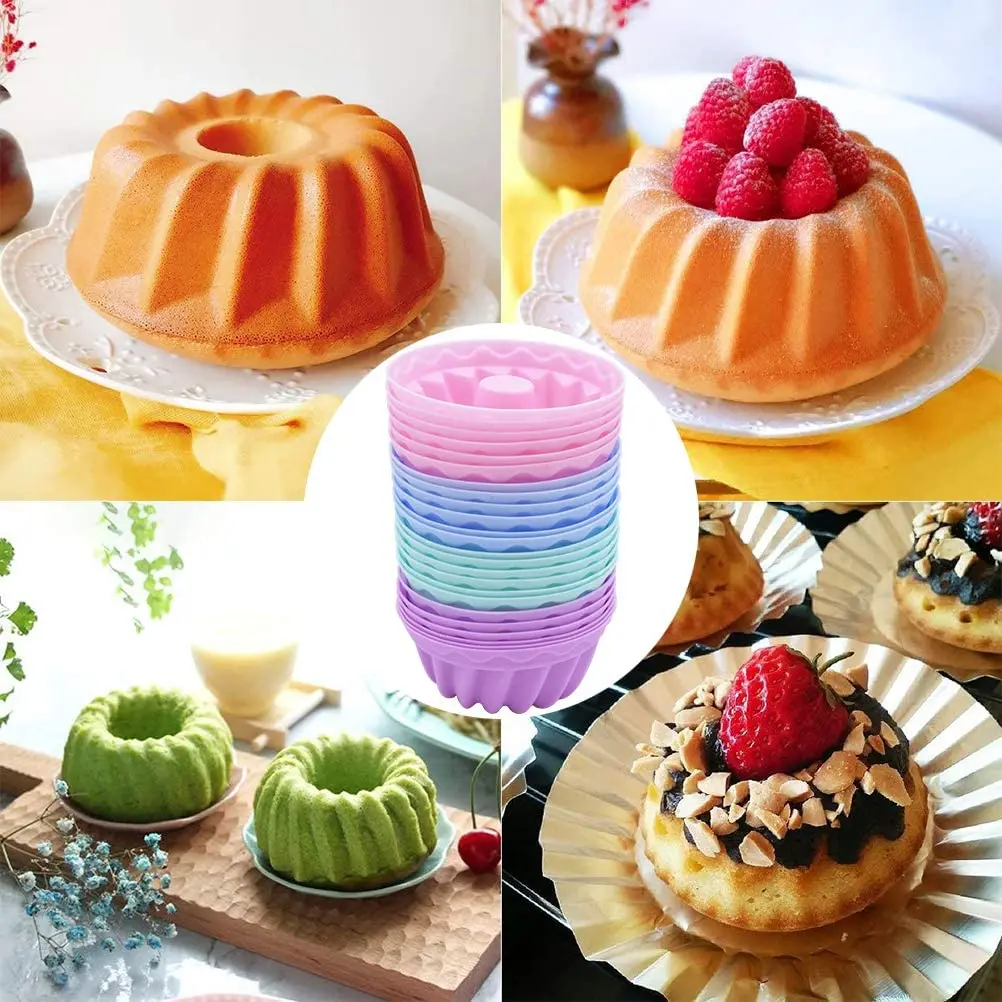 12 Packs Baking Molde Silicona Cupcakes Silicon Cupcake Muffin Dessert Mold Bundt Cake Pan Tray