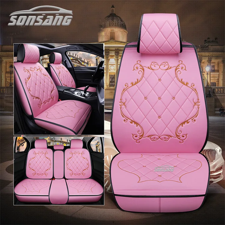 RVEVFBKBAL Housses De Siège Auto Avant Pour Microcar - Protection Sièges Rose Facile à Installer