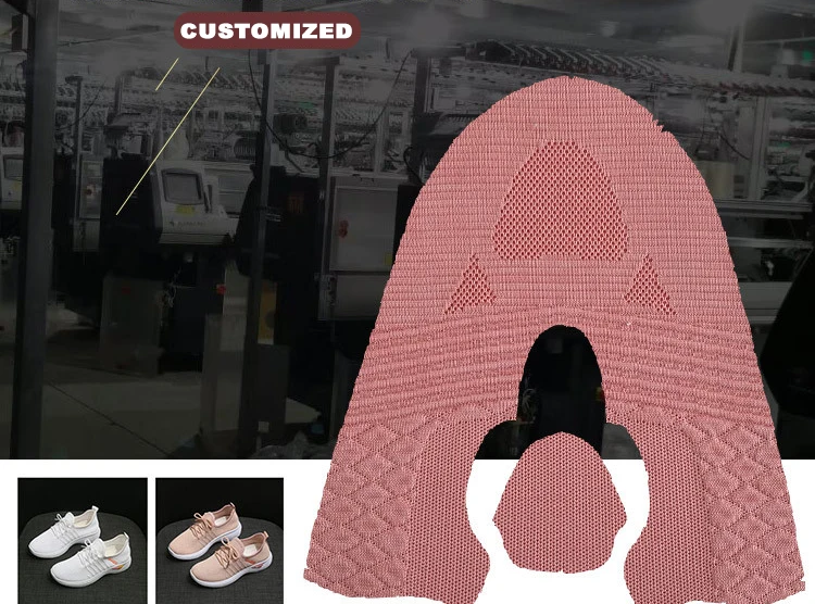 Custom Latest Knit Cotton Fabric Sneaker Sport Upper Show Socks Materials Embossed Semi Finished Ladies Knitting Vamp Shoe Upper