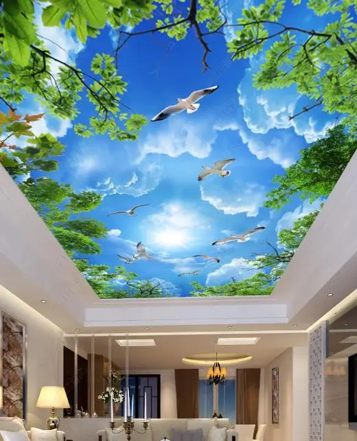 Mystic Walls MWZ3390 Sun Clouds Birds Sky HD 3D Wallpaper for Ceiling4 ft  x 3 ft  122 cm x 91 cm  Amazonin Home Improvement