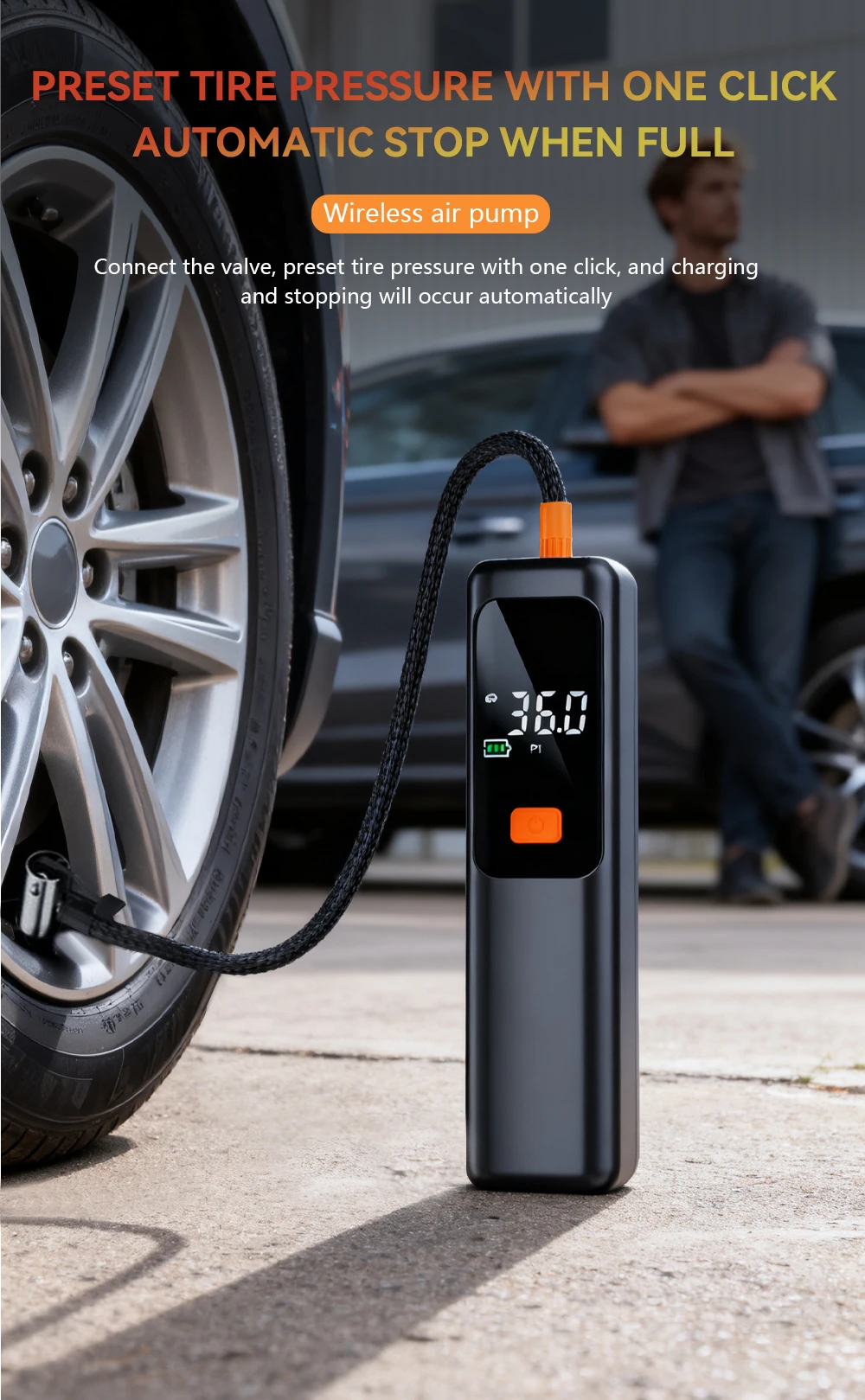 Portable 150 PSI Electric Cordless Tire Pump Factory Price ABS Material Inflator Car Tire Inflator with 150psi Air Pump - view 5