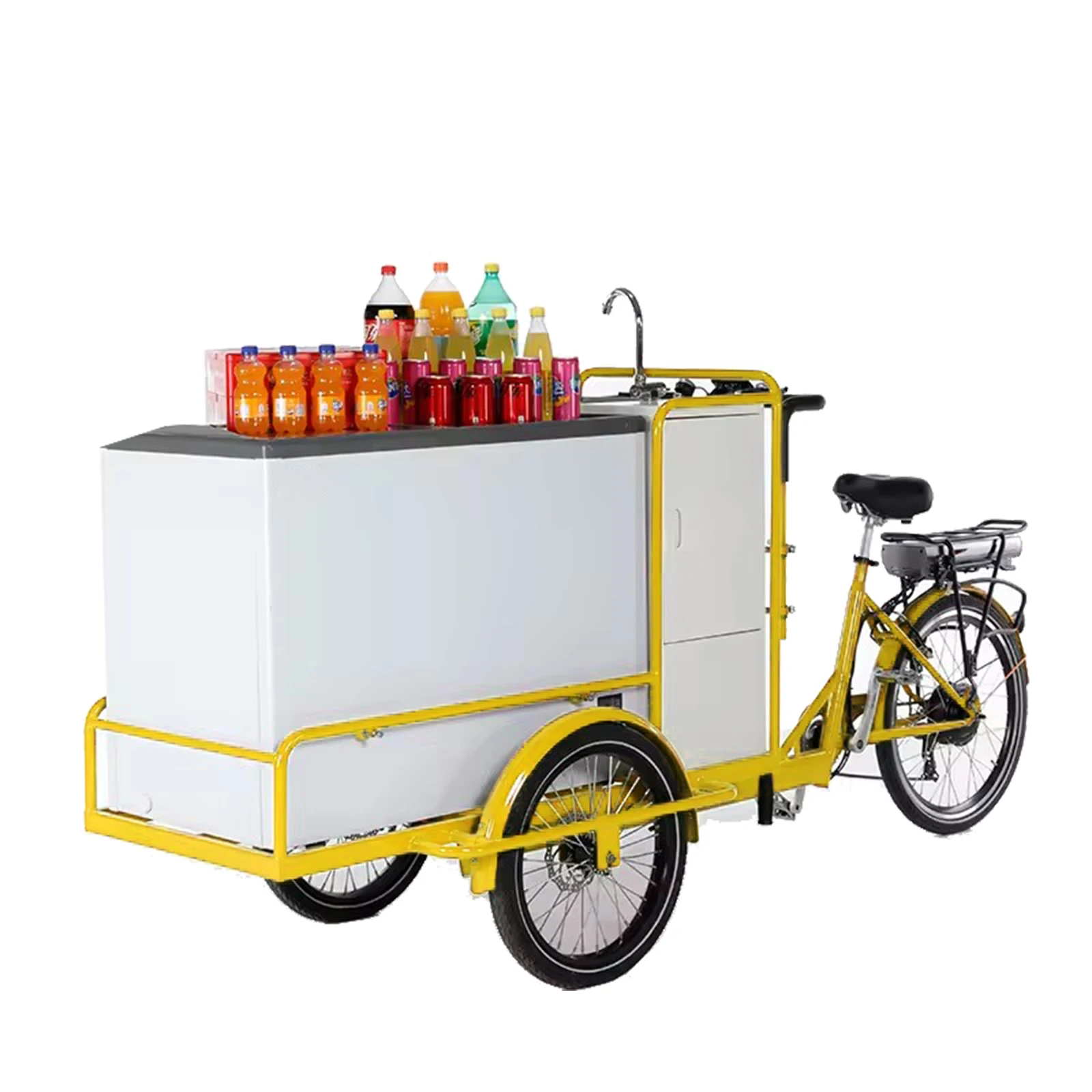 Ice Cream Tricycle Outdoor Mobile Food Cart with 115L
