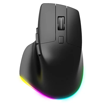 COUSO Custom Logo 6D RGB Backlit Vertical Ergonomic Mouse Office Computer Mice Rechargeable 2.4G Bluetooth Wireless Mouse