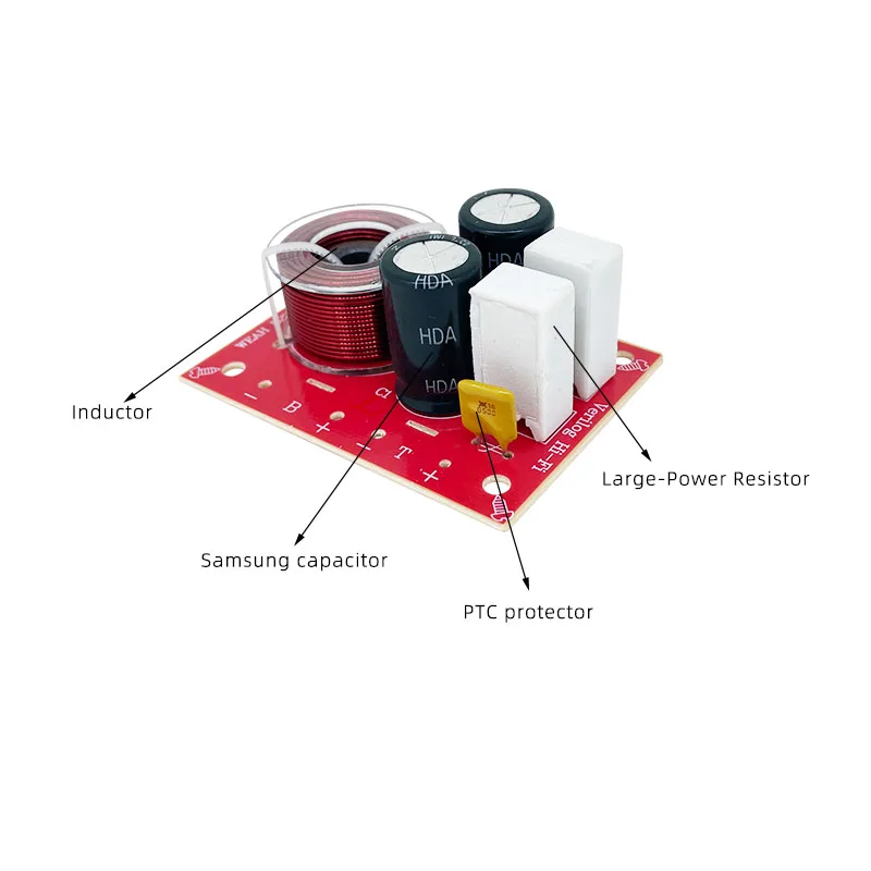 2-Way Audio Crossover - Universal Speaker Frequency Divider With High Frequency Capacitors For Car Audio