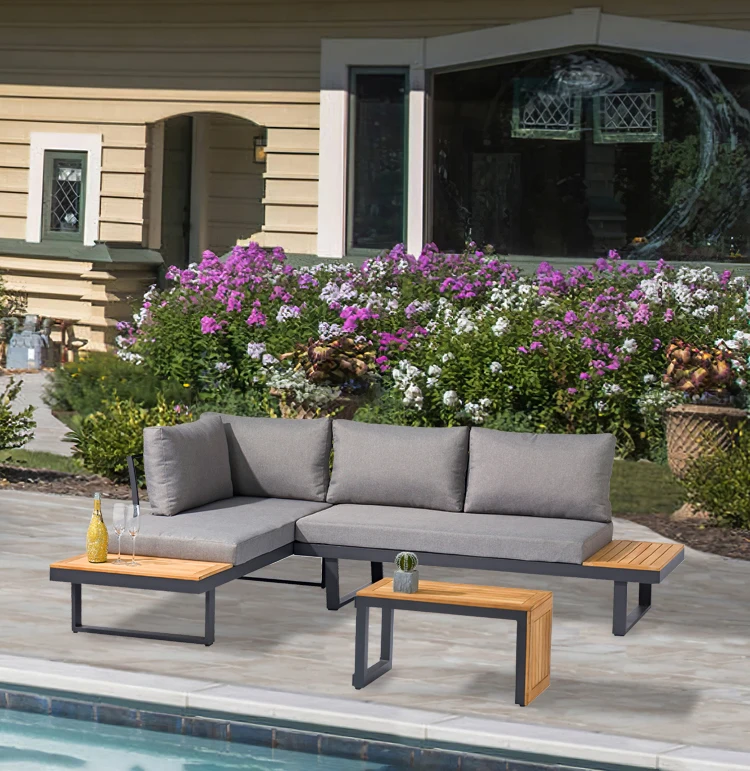 Outdoor Garden Sofa Set Metal Aluminum Lounge Set Patio Furniture