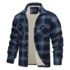 Dark blue plaid fleece-lined