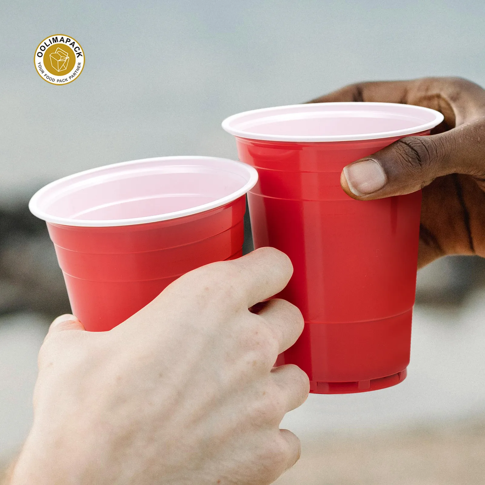 OOLIMAPACK PP Red Party Cup 24oz Capacity Custom Tea Drink Ice Cream Coffee Food Beer Juice Wine Champagne Tequila Soda
