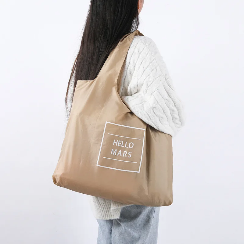 Portable Waterproof Custom Printing Eco Friendly Folding Reusable Foldable Shopping Bag Polyester Tote Bags for Grocery