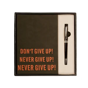 Business Gift Set Notebook Wholesale Custom Logo Debossed Softcover Black Note Book Sets Customized Journal A5 PU Leather Agenda