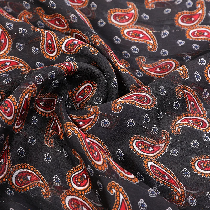 Spring and Summer New Style Gold Silk Chiffon Cat Eye Printed Fabric for Shirt OEM