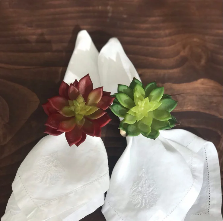 Decorative Succulent Plants Napkin Rings r for Wedding Hotel Dining Table Decor
