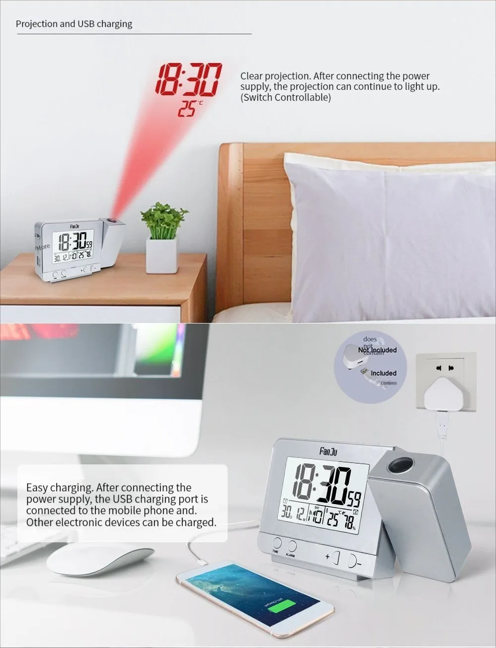 Holographic Projection Clock Living,Room Intelligent Projection