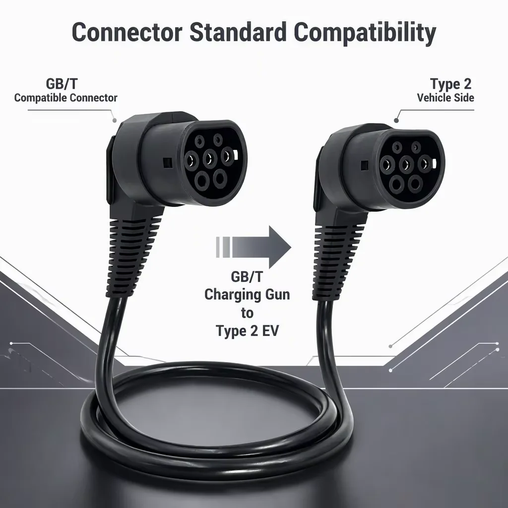 GB/T to Type 2 EV Charging Adapter Cable China Standard Charging Gun to European Type 2 EV, EV Charging Conversion Cable