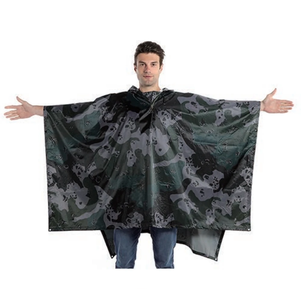 DFR0126 Tactical Poncho: 20000mm Waterproof Rain Gear for Adults