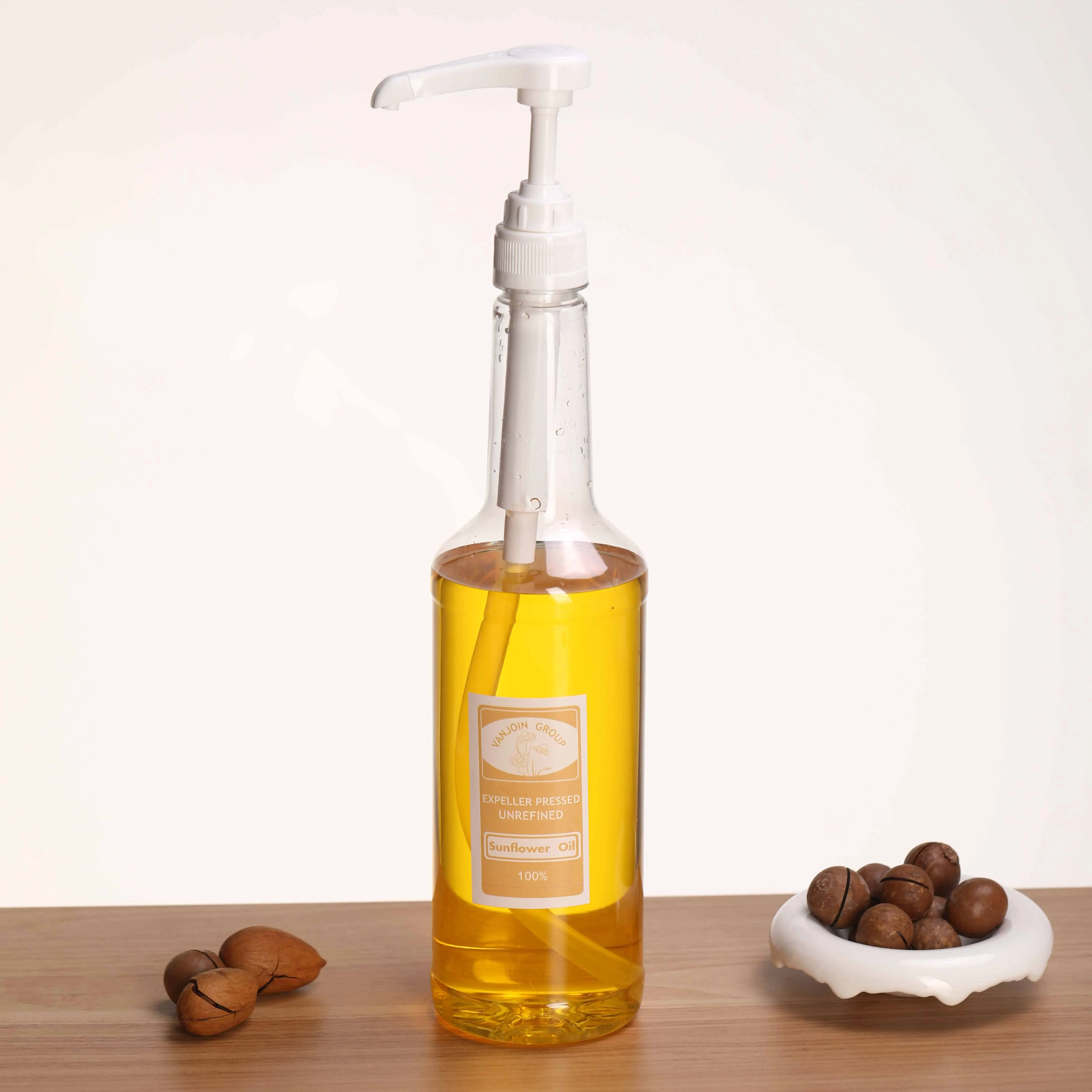 28mm 750ml Plastic Bottle Easy Dispense 2ml a Time 25oz Oil Oyster Sauce Syrup Pump Bottles with Custom Label